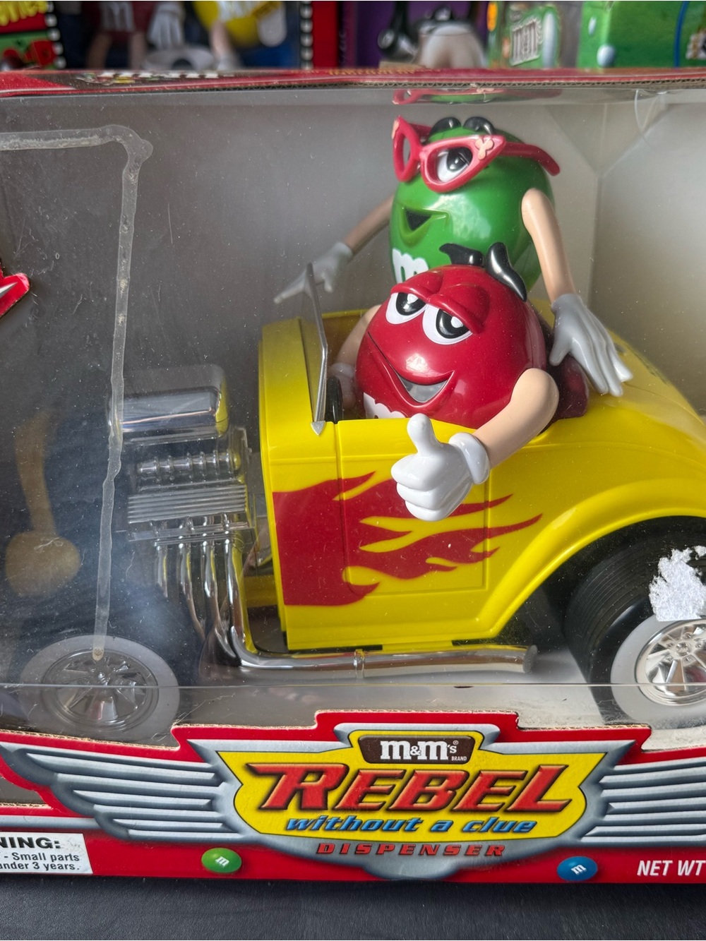 M&M'S Red & Green Characters in Yellow Flame Hot Rod Toy